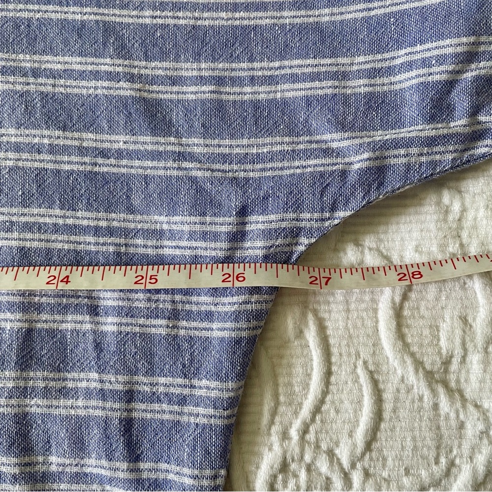 Beachlunch Lounge Blue & White Striped Linen Blend Wide Sleeve Side Tie Blouse - Picture 8 of 11